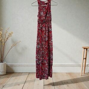 Japna Red Floral Boho Maxi Dress Size Small